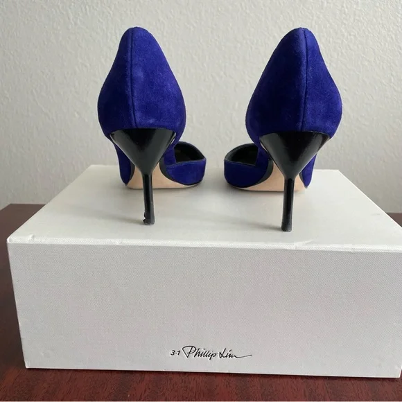 3.1 Philip Lim Blue Suede Leather Iris D’Orsay Heels - Picture 3 of 9